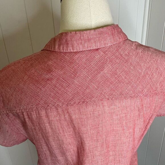 Purnell Work Wear Womens Size Medium Button Front Shirt Red Pink Short Sleeve - Picture 7 of 14
